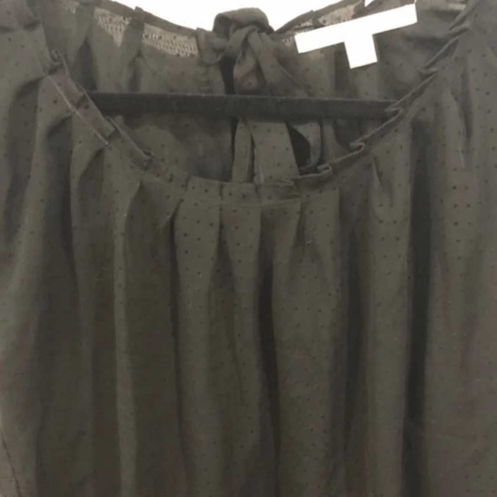 NWOT Ruched Neck Polka Dot TieBack Top